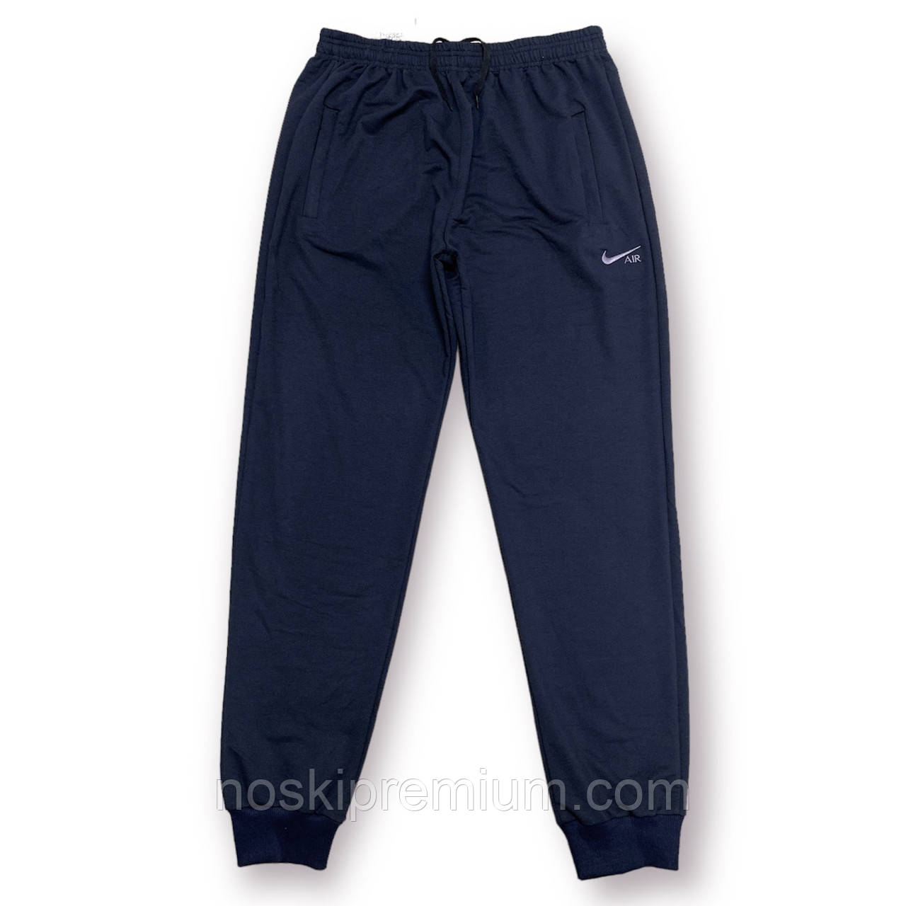 Штаны спортивные мужские двунитка с манжетом полубаталы Nike, размеры 50-58, тёмно-синие, 2201 - фото 1 - id-p1793197453