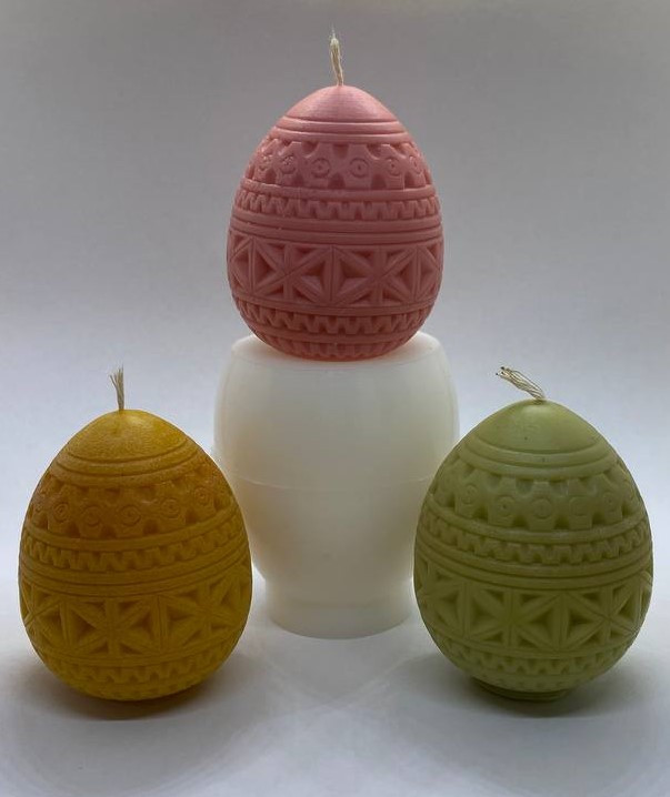 Силіконова форма для свічок пасхальне яйце різьблене 60 мм