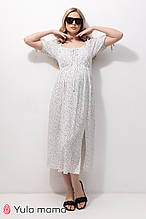 Модна сукня для вагітних та годування BRIELLA DR-23.053 принт горошок на молочному тлі
