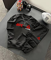 Мужской спортивный костюм Reebok x UFC весенний осенний летний черный | Свитшот + Штаны Рибок ЮФС