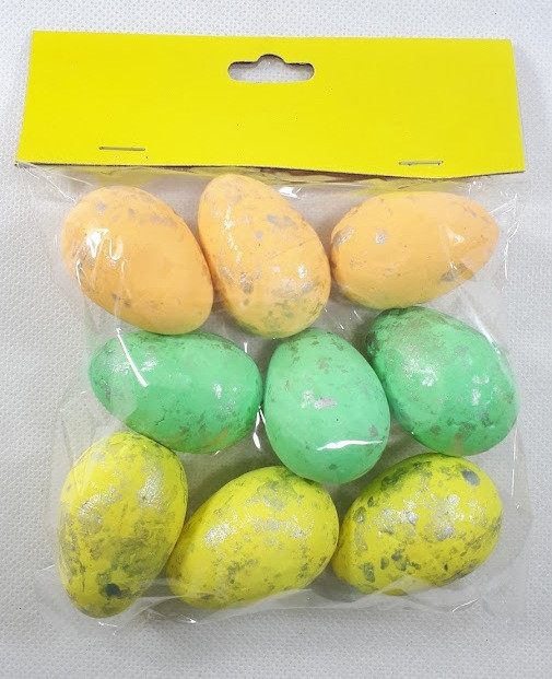 Великодній декор -кольорові яйця 5см (пінопласт) 1уп 9шт