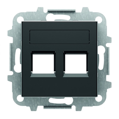 Панель розетки ABB Niessen Sky 8518.2 NS 2xRJ12/RJ45 супорт Чорний шовковий (2CLA851820A1501)