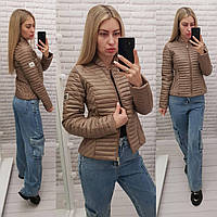 Женская классическая стеганая куртка арт. 470 коричневого цвета / коричневый/ кофе