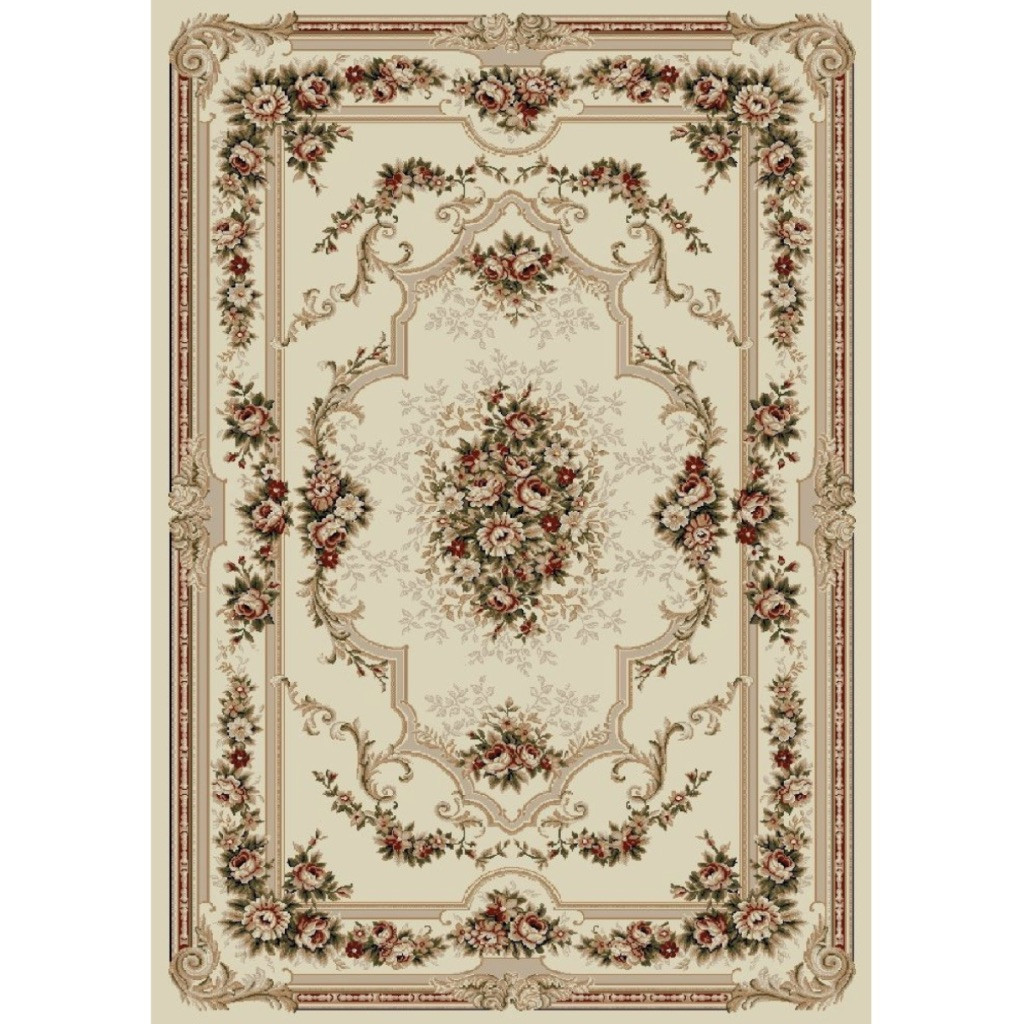 Приліжковий килим 0,80*1,50 бежевий з квітами Лотос 574/100