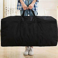 Велика сумка баул дорожня чорна для речей, переїзду тканинна, текстильна з водовідштовхувальної тканини