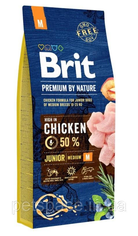 Корм для собак Brit Premium by Nature Junior М (Бріт Преміум Юніор М) 15кг.