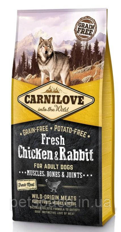 Сухий корм Carnilove Fresh Chicken&Rabbit (Карнілав для дорослих собак всіх порід, курка), 12кг., фото 1