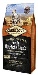 Сухий корм Carnilove Fresh Ostrich & Lamb (Карнілав для дорослих собак дрібних порід, страус), 6кг.