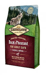 Корм Carnilove Cat Hairball Controll (Карнілав для котів з ефектом виведення шерсті, качка), 6кг.