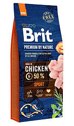 Корм для собак Brit Premium by Nature SPORT  (Бріт Преміум Едалт Спорт) 15кг.