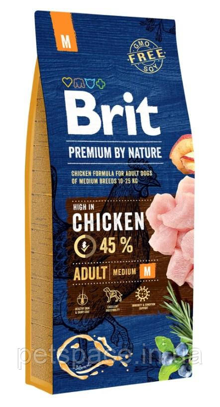 Корм для собак Brit Premium by Nature Adult М (Бріт Преміум Едалт М) 15кг.