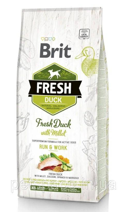 Корм для собак Brit Fresh Duck with Millet Adult Run & Work (Бріт Фреш з качкою), 12кг.