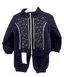 Спортивний костюм дитячий Туреччина 1 рік з флісом теплий трикотажний для дівчинки темно-синій (КДМ47), фото 5