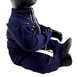 Спортивний костюм дитячий Туреччина 1 рік з флісом теплий трикотажний для дівчинки темно-синій (КДМ47), фото 3