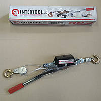 Лебідка важільна тягова зусилля 2 т, трос 1.50 м* 4.5 мм, робоча довжина троса 0,75 м вир-во INTERTOOL GT1442