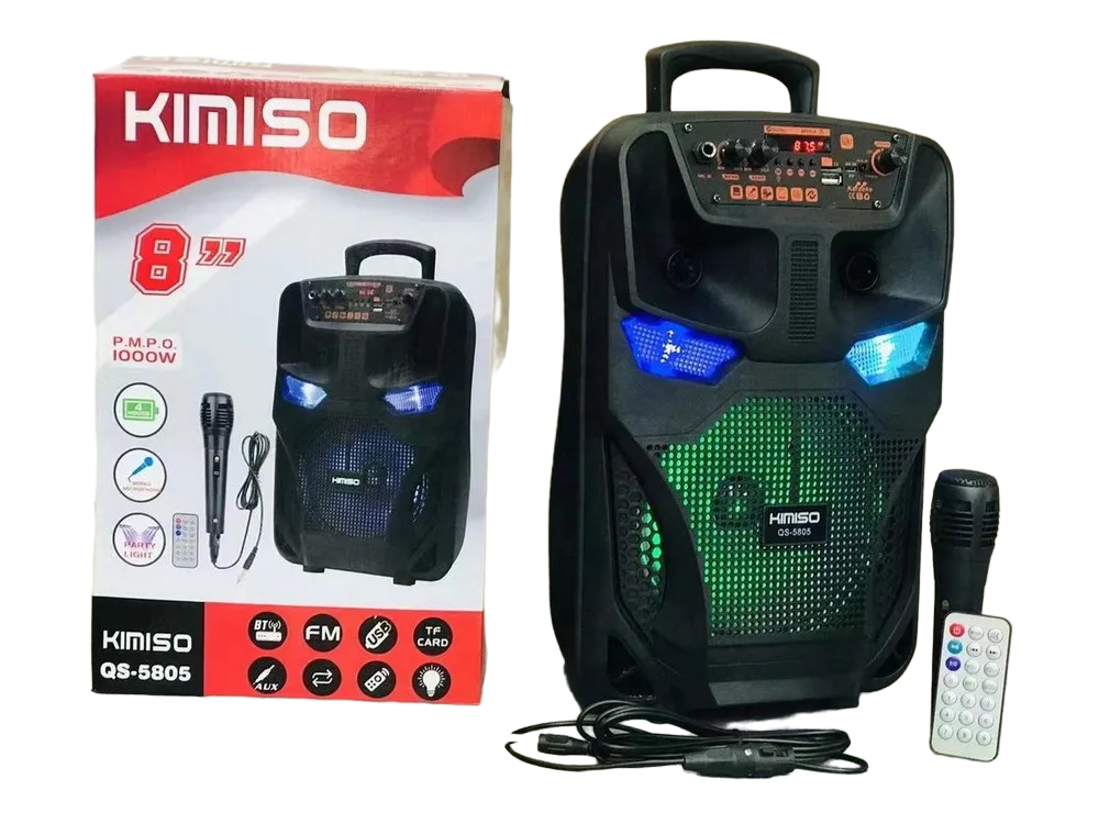 Kimiso QS-5805 8" Бездротова портативна bluetooth колонка — валіза з караоке