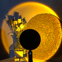 Проекционная USB лампа Sunset lamp имитирующая радужный закат солнца, Лампа для Селфи с пультом