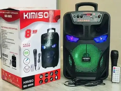 Kimiso QS-5805 8" Бездротова портативна bluetooth колонка — валіза з караоке