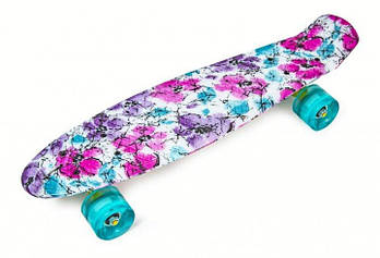 Penny Board "Flowers chamomile" Сяючі колеса, Пенні борд з принтом