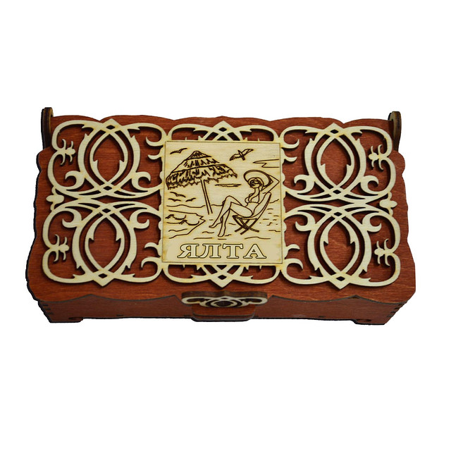 Дерев'яна скринька "Дівчина на пляжі" Ялта, фото 1