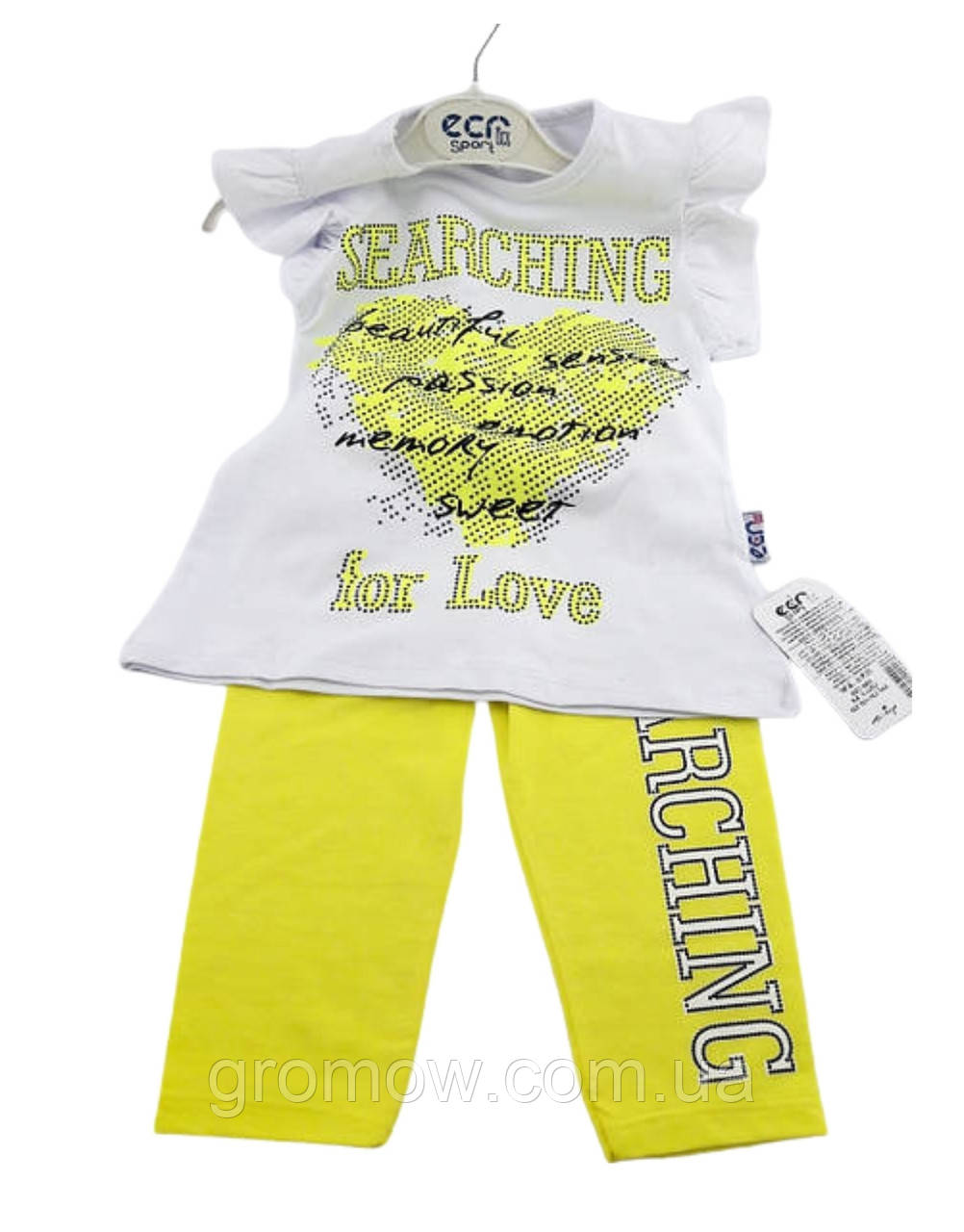 Спортивний костюм дитячий Туреччина 5, 6, 7, 8 років для дівчинки трикотажний літній білий (КДМ6), фото 1