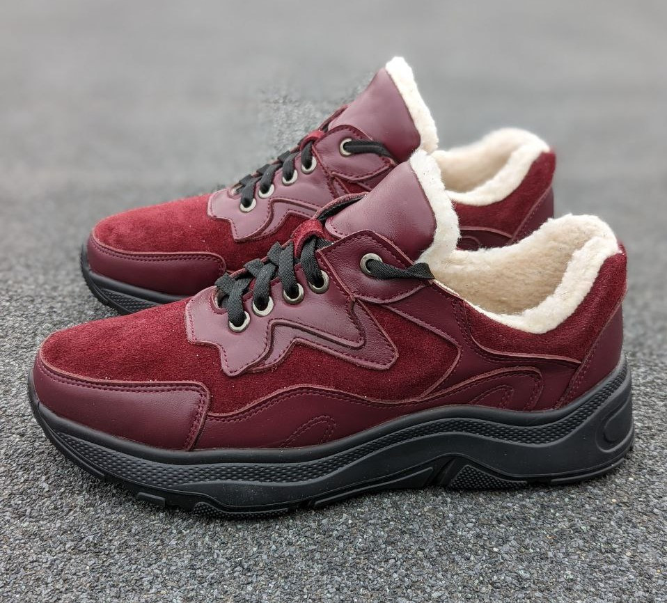 STTOPA зима Розміри 40-45. Кросівки великих розмірів шкіряні. 135-4045-1 Бордові, фото 1