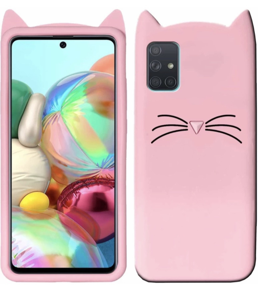 3D Чохол для Samsung Galaxy A51 (A515F) / A31 (SM-A315FZ) Котик з вушками і вусиками, фото 1