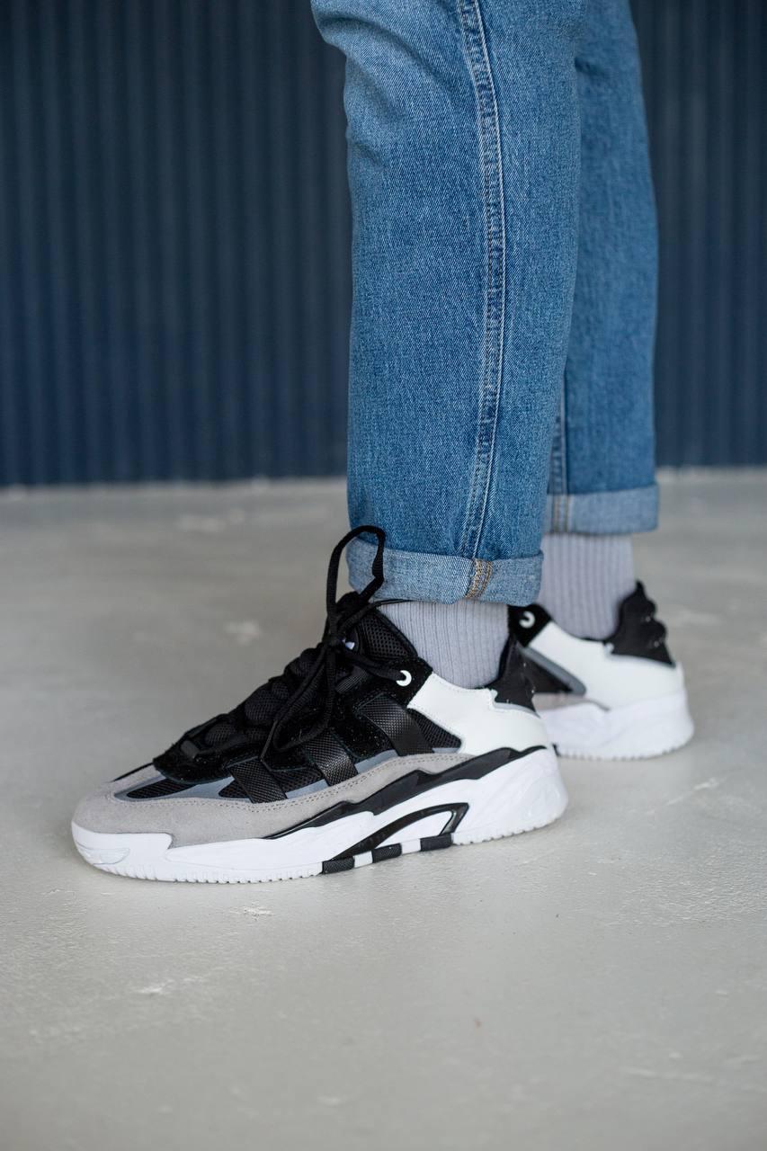 Кросівки чоловічі Adidas Niteball Black White білий чорний демісезонні шкіряні стильні адідас найтбол