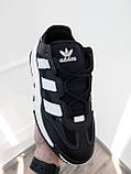 Кросівки чоловічі Adidas Niteball Black White чорно-білі демісезонні шкіряні стильні адідас найтбол, фото 3