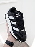 Кросівки чоловічі Adidas Niteball Black White чорно-білі демісезонні шкіряні стильні адідас найтбол, фото 7