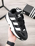 Кросівки чоловічі Adidas Niteball Black White чорно-білі демісезонні шкіряні стильні адідас найтбол, фото 9
