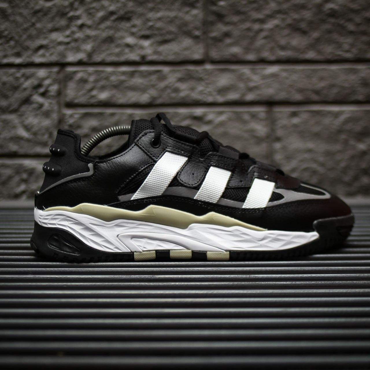 Кросівки чоловічі Adidas Niteball Black White чорно-білі на весну шкіряні стильні адідас найтбол