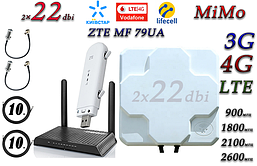 Повний комплект для 4G/LTE/3G з WiFi Роутер ZTE MF79Ua+ Netis AC1200 N1 до 1.2 Гб + Антена MIMO 2×22dbi (44дб)