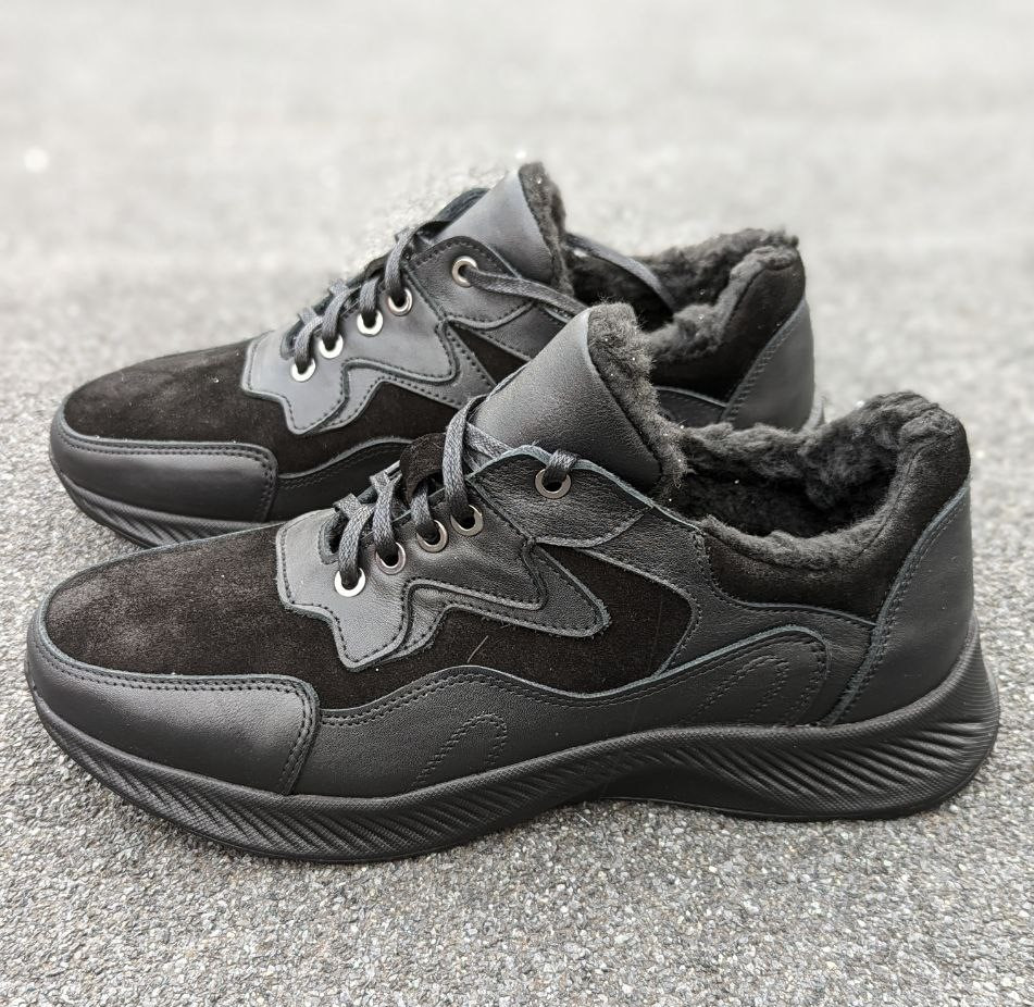 STTOPA зима Розміри 40-45. Кросівки великих розмірів шкіряні. 135-4045-1 Чорні, фото 1