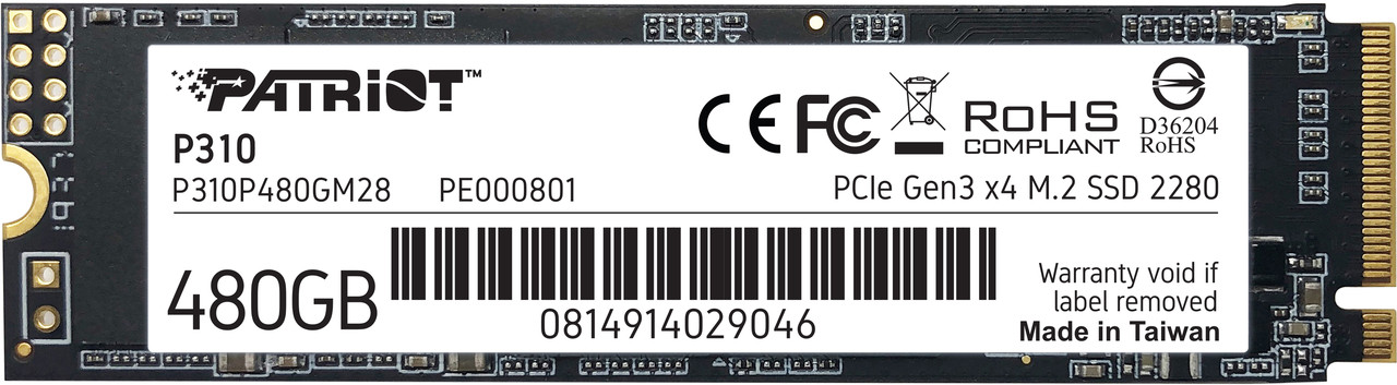 Накопичувач SSD M.2 2280 NVMe (PCIe 3.0 x4) 480GB Patriot P310 (P310P480GM28) R1700MBs W1500MBs #, фото 1