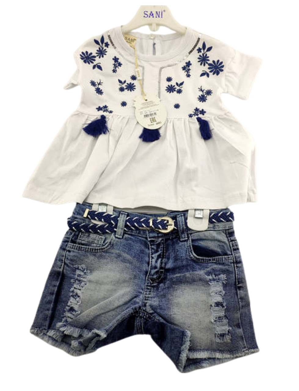 Костюм дитячий Туреччина 3, 4, 5 років для дівчинки, двоє з шортами та футболкою літній білий (КДМ20)