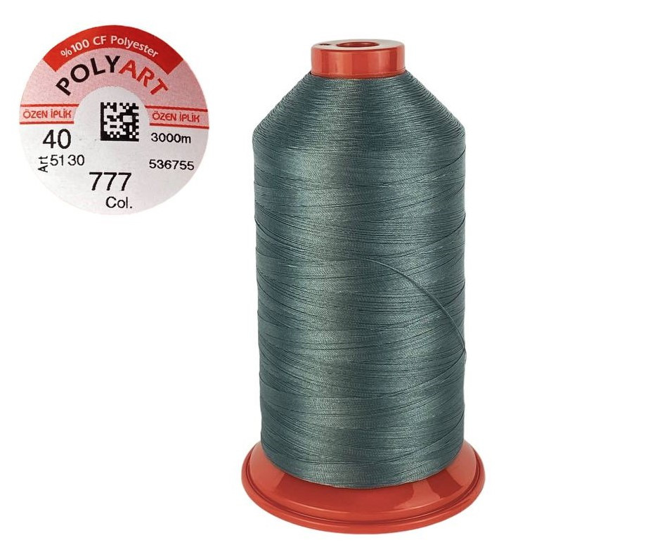 Нитка швейна поліестер POLYART(ПОЛІАРТ) N40 колір #777 сірий 3000м (ОРИГІНАЛ, ТУРЕЧЧИНА), фото 1