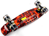 Penny Board "Fire" Сяючі колеса, Пенні борд з принтом, фото 3