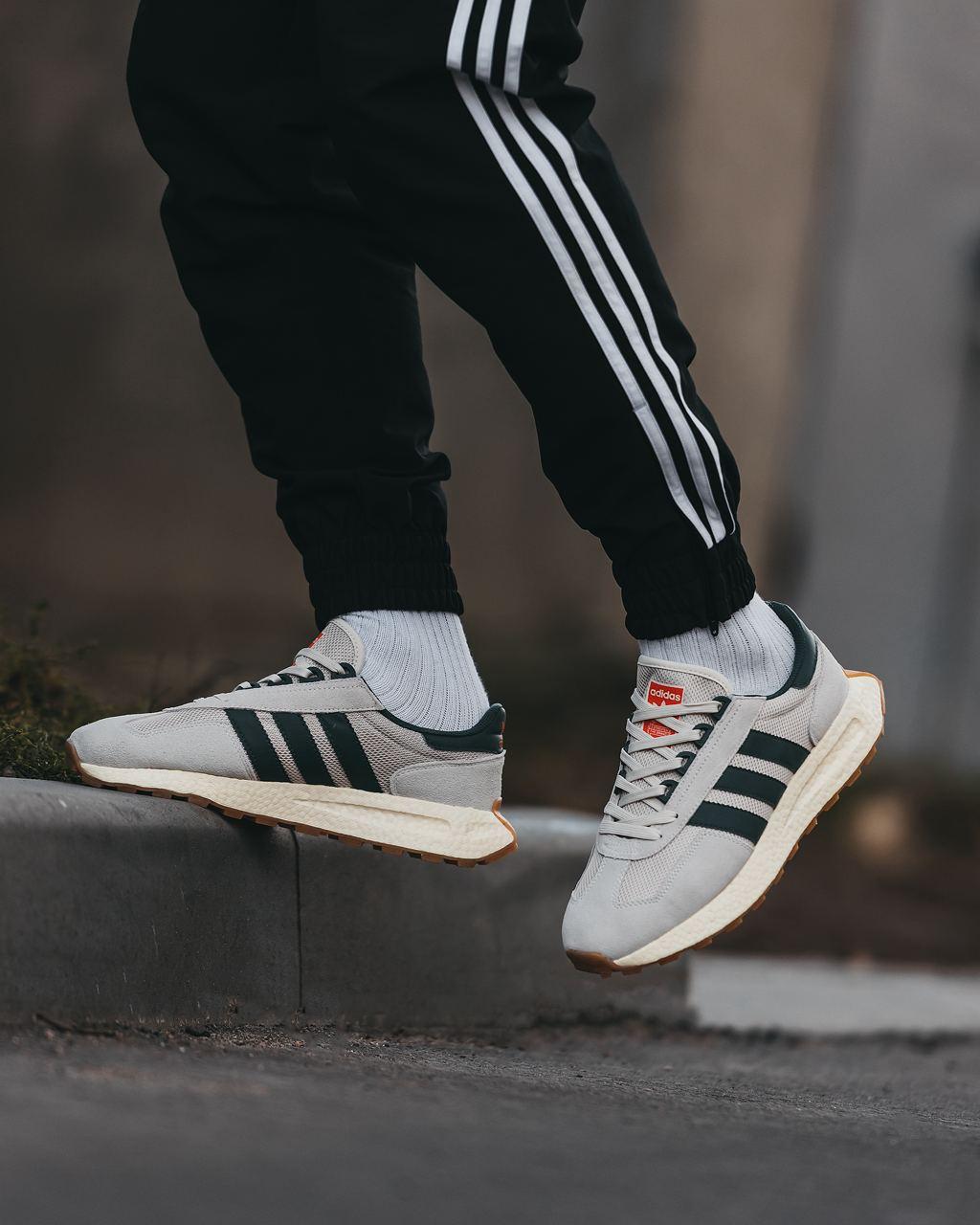 Кросівки чоловічі Adidas Retropy E5 Beige Green бежеві шкіряні демісезонні модні стильні молодіжні