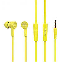 Вакуумні навушники - гарнітура з мікрофоном для телефону Celebrat SKY-1 Колір Жовтий Жовті yellow