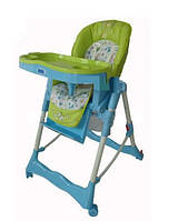 Детский стульчик для кормления на колесах RT-002 L-4-5 с корзиной салатово-голубой