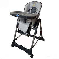 Детский стульчик для кормления RT- 002 L-11 серый, с корзинкой, на колесиках
