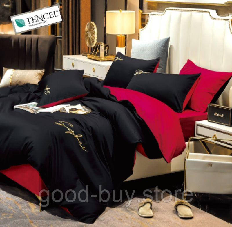 Постільна білизна тенсел Crown Black Red евро 200х220