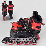 Ролики дитячі, роликові ковзани, розмір S (30-33) Best Roller 8211, Червоний, колеса PU поліуретан світні, фото 2