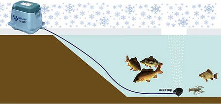 Мембранний компресор для ставка Компресор повітряний мембранний для ставка озера фонтану Hiblow HP-80 BC, фото 3