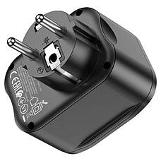 Багатофункціональний зарядний пристрій Hoco NS3 2xUSB + Type-C + розетка Чорний (6931474766168), фото 3