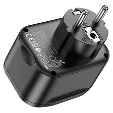 Багатофункціональний зарядний пристрій Hoco NS3 2xUSB + Type-C + розетка Чорний (6931474766168), фото 4