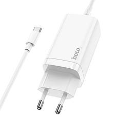 Зарядний пристрій (швидка зарядка) для телефону Hoco N16 2 х Type-C + USB 65Вт Білий (6931474747723), фото 6