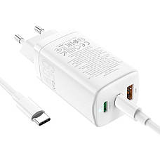 Зарядний пристрій (швидка зарядка) для телефону Hoco N16 2 х Type-C + USB 65Вт Білий (6931474747723), фото 5