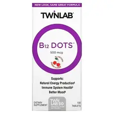 Twinlab, B12 Dots, Cherry, 500 mcg, 100 Tablets, Київ